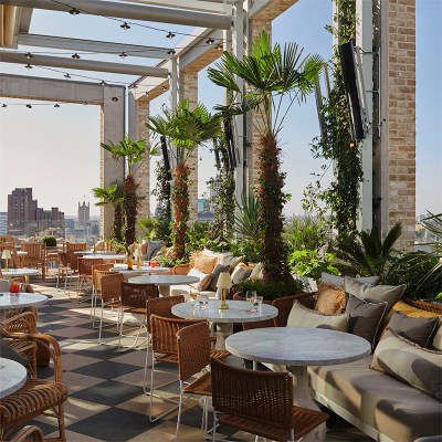 Rooftop tables on the terrace area at Seabird